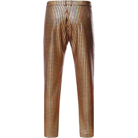 Men's 2 Piece Disco Sets Shiny Jacket and Pants Metallic Sequin Suits - Picture 4 of 7